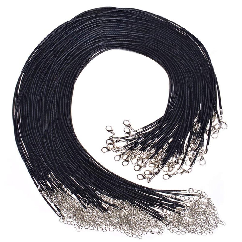 Paxcoo 50Pcs 18" Black Waxed Necklace Cord for Jewelry Making - Image 1